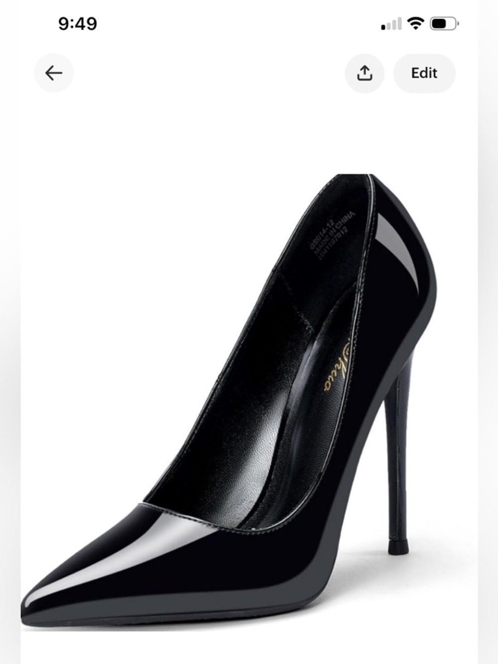 GenShuo GS014-BKK-12-7 is a classic pointed-toe stiletto pump size 7 NIB